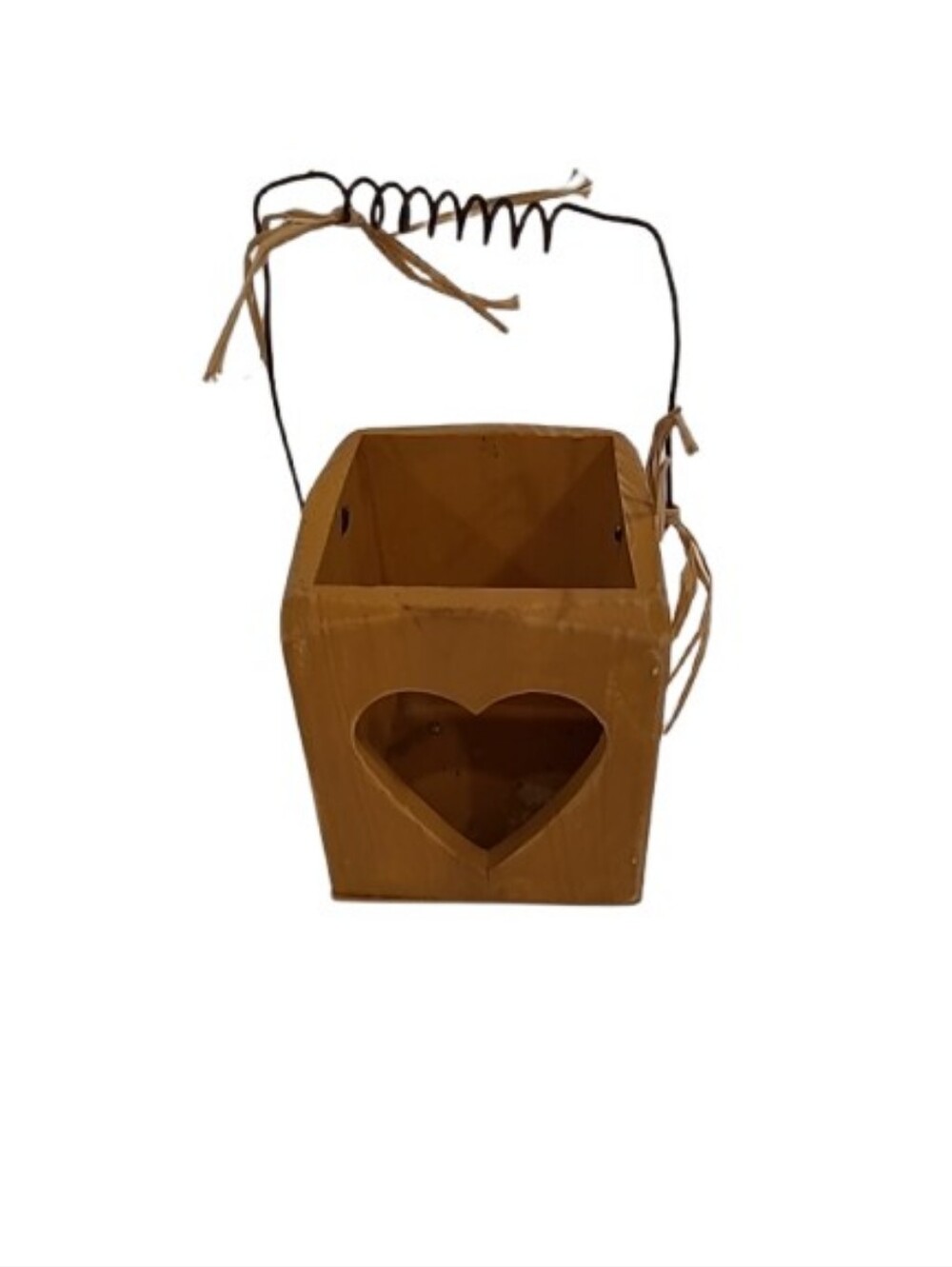 Vintage Wooden Candle Votive Box – Heart Cutout – Cottagecore Décor